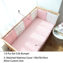 Load image into Gallery viewer, Baby Bed Bumper For Newborns Baby Room Decoration Thick Soft Crib Protector For Kids Cot Cushion With Cotton Cover Detachable