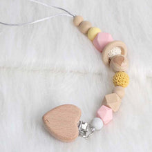 Load image into Gallery viewer, New Baby Pacifier Clip Chain Dummy Holder Nipples Children Pacifier Clips Pacifier Teether Teething Toy Cartoon Wooden Bracket