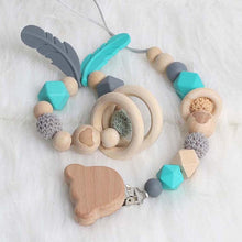Load image into Gallery viewer, New Baby Pacifier Clip Chain Dummy Holder Nipples Children Pacifier Clips Pacifier Teether Teething Toy Cartoon Wooden Bracket