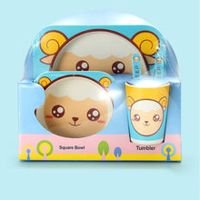 Load image into Gallery viewer, Imebaby5 piece set baby natural bamboo tableware bamboo bowl baby feeding tableware children cute cartoon gift feeding bowl set