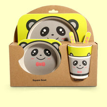 Load image into Gallery viewer, Imebaby5 piece set baby natural bamboo tableware bamboo bowl baby feeding tableware children cute cartoon gift feeding bowl set