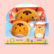 Load image into Gallery viewer, Imebaby5 piece set baby natural bamboo tableware bamboo bowl baby feeding tableware children cute cartoon gift feeding bowl set