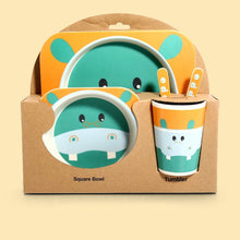 Load image into Gallery viewer, Imebaby5 piece set baby natural bamboo tableware bamboo bowl baby feeding tableware children cute cartoon gift feeding bowl set