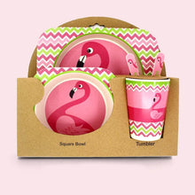 Load image into Gallery viewer, Imebaby5 piece set baby natural bamboo tableware bamboo bowl baby feeding tableware children cute cartoon gift feeding bowl set