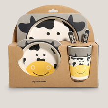 Load image into Gallery viewer, Imebaby5 piece set baby natural bamboo tableware bamboo bowl baby feeding tableware children cute cartoon gift feeding bowl set