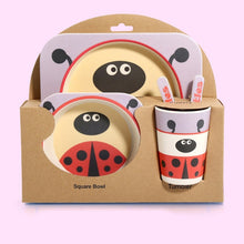 Load image into Gallery viewer, Imebaby5 piece set baby natural bamboo tableware bamboo bowl baby feeding tableware children cute cartoon gift feeding bowl set
