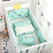 Load image into Gallery viewer, 5pcs Nordic Crown Cushion Cot Bumpers Baby Bed Bedding Kit Baby Bedding Cotton Removable Washable Baby Crib Side Protector Set