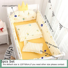 Load image into Gallery viewer, 5pcs Nordic Crown Cushion Cot Bumpers Baby Bed Bedding Kit Baby Bedding Cotton Removable Washable Baby Crib Side Protector Set