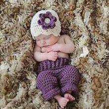 Load image into Gallery viewer, Newborn Baby Cute Crochet Knit Costume Prop Outfits Photo Photography Baby Hat Photo Props New born baby girls Cute Outfit 0-3M