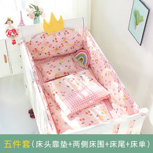 Load image into Gallery viewer, 5pcs Nordic Crown Cushion Cot Bumpers Baby Bed Bedding Kit Baby Bedding Cotton Removable Washable Baby Crib Side Protector Set