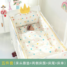 Load image into Gallery viewer, 5pcs Nordic Crown Cushion Cot Bumpers Baby Bed Bedding Kit Baby Bedding Cotton Removable Washable Baby Crib Side Protector Set