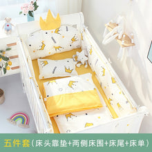 Load image into Gallery viewer, 5pcs Nordic Crown Cushion Cot Bumpers Baby Bed Bedding Kit Baby Bedding Cotton Removable Washable Baby Crib Side Protector Set