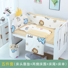 Load image into Gallery viewer, 5pcs Nordic Crown Cushion Cot Bumpers Baby Bed Bedding Kit Baby Bedding Cotton Removable Washable Baby Crib Side Protector Set