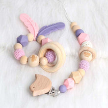 Load image into Gallery viewer, New Baby Pacifier Clip Chain Dummy Holder Nipples Children Pacifier Clips Pacifier Teether Teething Toy Cartoon Wooden Bracket
