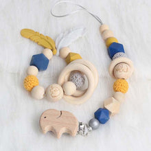 Load image into Gallery viewer, New Baby Pacifier Clip Chain Dummy Holder Nipples Children Pacifier Clips Pacifier Teether Teething Toy Cartoon Wooden Bracket

