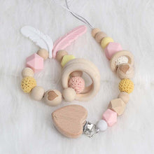 Load image into Gallery viewer, New Baby Pacifier Clip Chain Dummy Holder Nipples Children Pacifier Clips Pacifier Teether Teething Toy Cartoon Wooden Bracket
