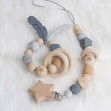 Load image into Gallery viewer, New Baby Pacifier Clip Chain Dummy Holder Nipples Children Pacifier Clips Pacifier Teether Teething Toy Cartoon Wooden Bracket
