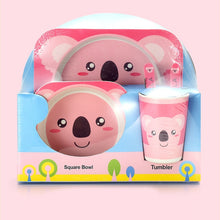 Load image into Gallery viewer, Imebaby5 piece set baby natural bamboo tableware bamboo bowl baby feeding tableware children cute cartoon gift feeding bowl set
