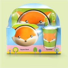 Load image into Gallery viewer, Imebaby5 piece set baby natural bamboo tableware bamboo bowl baby feeding tableware children cute cartoon gift feeding bowl set
