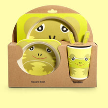 Load image into Gallery viewer, Imebaby5 piece set baby natural bamboo tableware bamboo bowl baby feeding tableware children cute cartoon gift feeding bowl set

