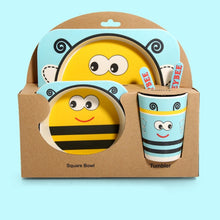 Load image into Gallery viewer, Imebaby5 piece set baby natural bamboo tableware bamboo bowl baby feeding tableware children cute cartoon gift feeding bowl set
