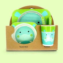 Load image into Gallery viewer, Imebaby5 piece set baby natural bamboo tableware bamboo bowl baby feeding tableware children cute cartoon gift feeding bowl set
