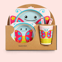 Load image into Gallery viewer, Imebaby5 piece set baby natural bamboo tableware bamboo bowl baby feeding tableware children cute cartoon gift feeding bowl set
