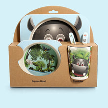 Load image into Gallery viewer, Imebaby5 piece set baby natural bamboo tableware bamboo bowl baby feeding tableware children cute cartoon gift feeding bowl set
