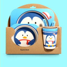 Load image into Gallery viewer, Imebaby5 piece set baby natural bamboo tableware bamboo bowl baby feeding tableware children cute cartoon gift feeding bowl set
