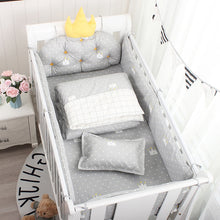Load image into Gallery viewer, 5pcs Nordic Crown Cushion Cot Bumpers Baby Bed Bedding Kit Baby Bedding Cotton Removable Washable Baby Crib Side Protector Set
