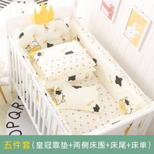 Load image into Gallery viewer, 5pcs Nordic Crown Cushion Cot Bumpers Baby Bed Bedding Kit Baby Bedding Cotton Removable Washable Baby Crib Side Protector Set
