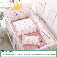 Load image into Gallery viewer, 5pcs Nordic Crown Cushion Cot Bumpers Baby Bed Bedding Kit Baby Bedding Cotton Removable Washable Baby Crib Side Protector Set
