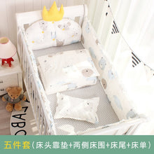 Load image into Gallery viewer, 5pcs Nordic Crown Cushion Cot Bumpers Baby Bed Bedding Kit Baby Bedding Cotton Removable Washable Baby Crib Side Protector Set
