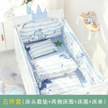 Load image into Gallery viewer, 5pcs Nordic Crown Cushion Cot Bumpers Baby Bed Bedding Kit Baby Bedding Cotton Removable Washable Baby Crib Side Protector Set
