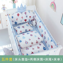 Load image into Gallery viewer, 5pcs Nordic Crown Cushion Cot Bumpers Baby Bed Bedding Kit Baby Bedding Cotton Removable Washable Baby Crib Side Protector Set
